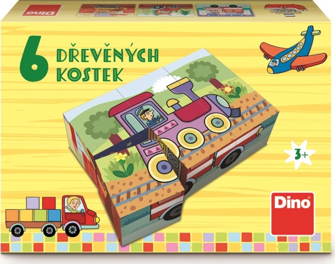 Dino afbeeldingsblokjes Vervoermiddelen, 6 blokjes