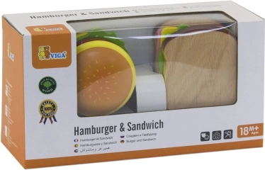 Houten Set Speelgoed Hamburger en Sandwich VIGA