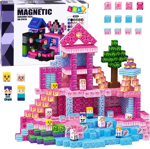 Magnetische pixelbouwblokjes – roze set 100 onderdelen
