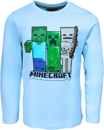 Minecraft jongensshirt met lange mouwen lichtblauw