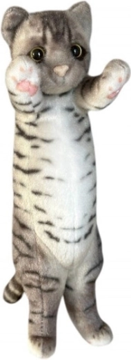 Pluchen staande kat 25 cm donkergrijs