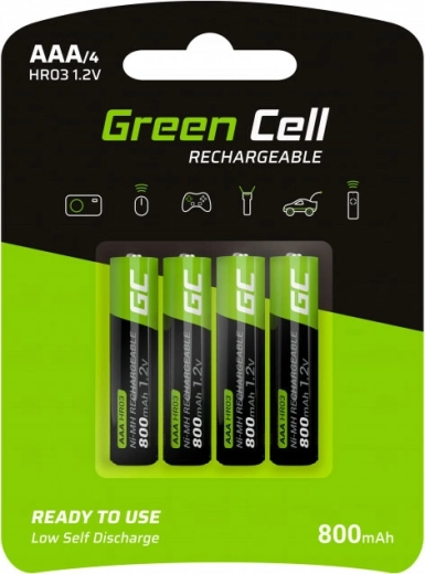 Green Cell AAA HR03 oplaadbare batterijen 800 mAh, set van 4 stuks
