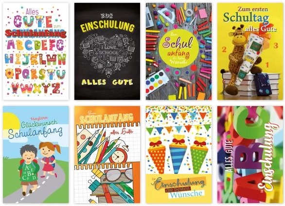 Wenskaart voor het begin van het schooljaar (mix motieven) - 1 stuk