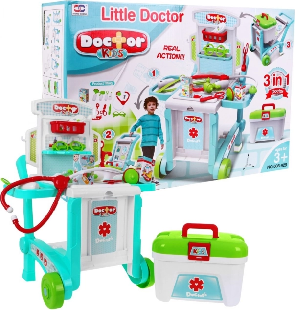 Doktersset 3-in-1 voor kinderen met trolley en koffertje