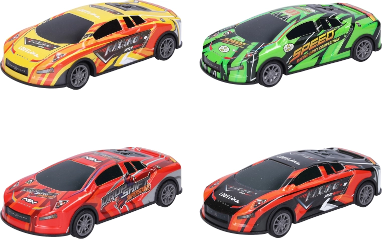 Metalen driftauto met vliegwielaandrijving 17 cm - 1 stuk