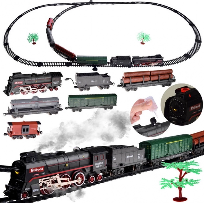 Elektrische treinbaan met rook en geluiden 185 × 99 cm