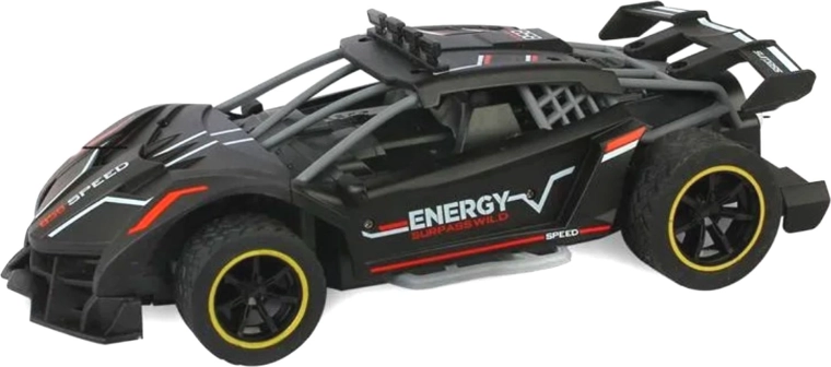 Zwarte sportieve RC-raceauto met rookeffect - 1 stuk