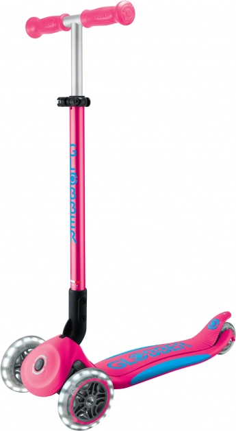 Globber Elite Lights kinderdriewielstep met LED-wieltjes (fuchsia)