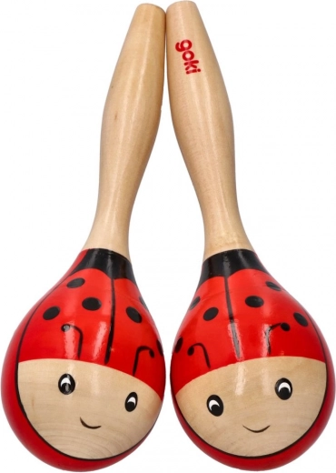 Houten rumba-ballen lieveheersbeestje – set van 2 stuks