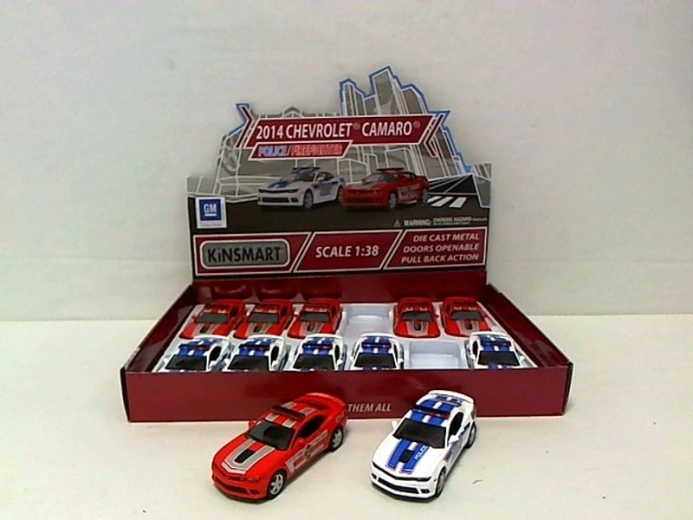 Metalen autootje Chevrolet Camaro (politie / brandweer) 1:38 - 1 stuk