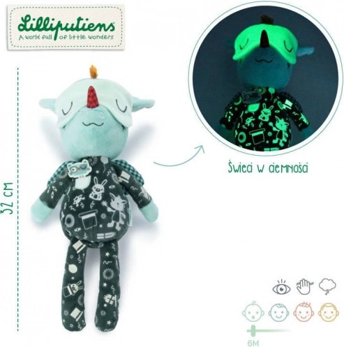 Lilliputiens knuffeldoekje met slaapfunctie met lichtgevende elementen draakje Joe 6m+