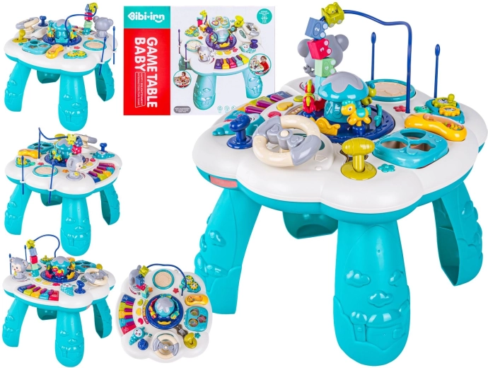 Interactieve muzikale educatieve tafel voor kinderen met pianootje blauw
