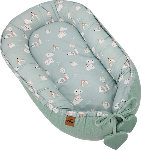 EKO velvet babynestje Dogs mint 90 × 60 cm