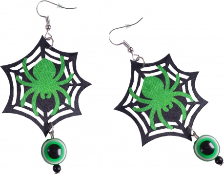 Halloween oorbellen spinnenweb met oogje