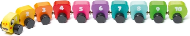 CUBIKA kleurrijke rups met cijfers – houten magnetische puzzel 10 delen