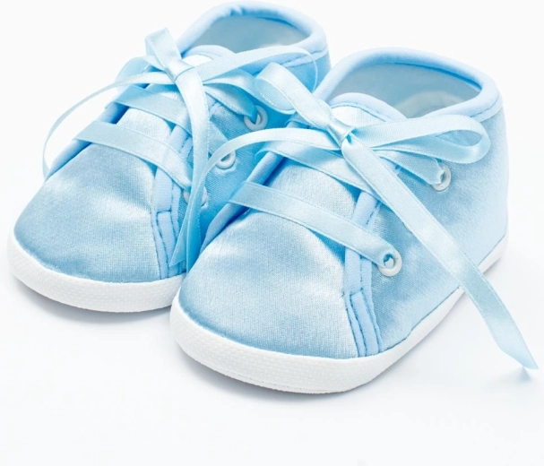 Satijnen babyslofjes New Baby blauw