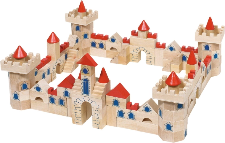 Houten bouwset kasteel van blokken (145 onderdelen)