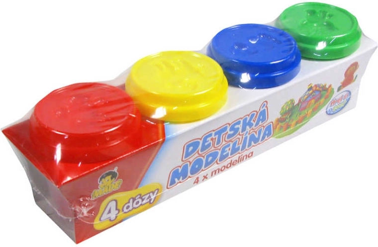 Boetseerklei voor kinderen in potjes, 4 basiskleuren - 4 stuks