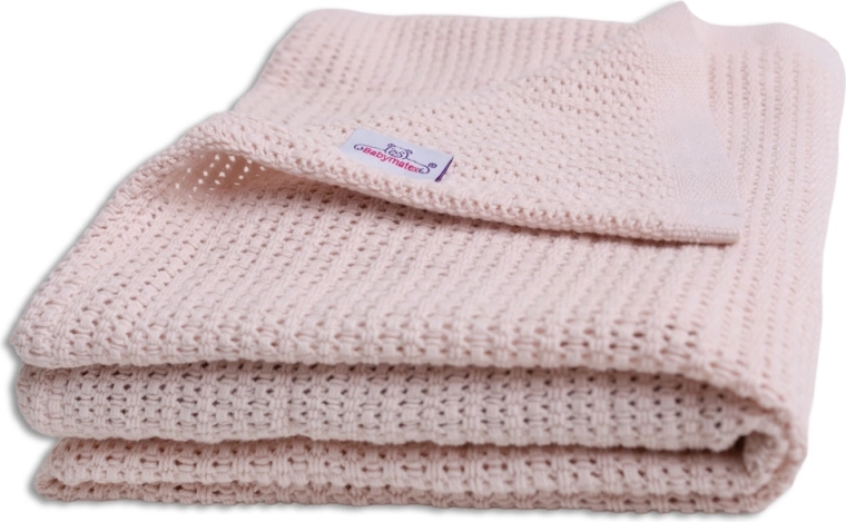 Babymatex gebreide katoenen deken Lili 75 × 100 cm oudroze (poederroze)