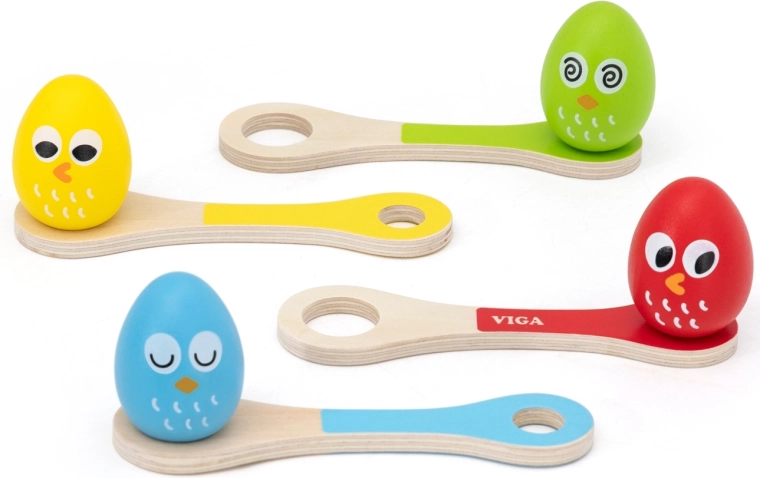 Houten spel eieren op lepels Viga Toys