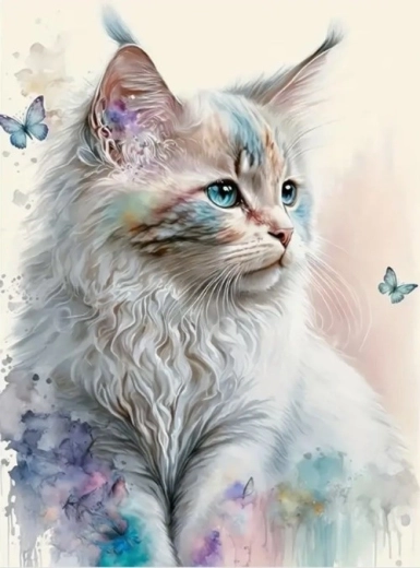 Diamond painting – witte kat