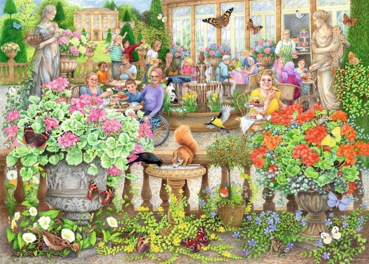 Ravensburger puzzel Cosy Café Collection nr. 2: Café in de oranjerie, 1000 stukjes
