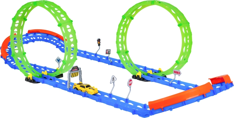 Modulaire baan met veiligheidsbarrières