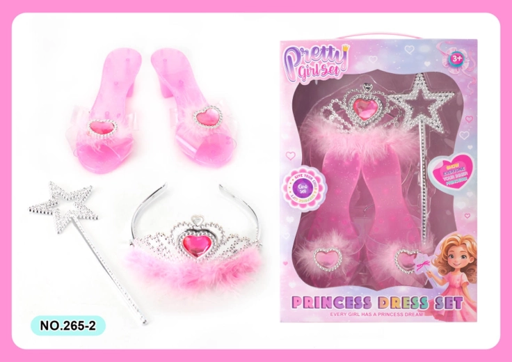 Accessoireset voor een kleine prinses – schoenen, tiara en toverstaf