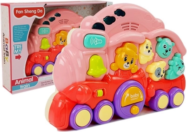 Interactieve roze locomotief met dieren en lichteffecten