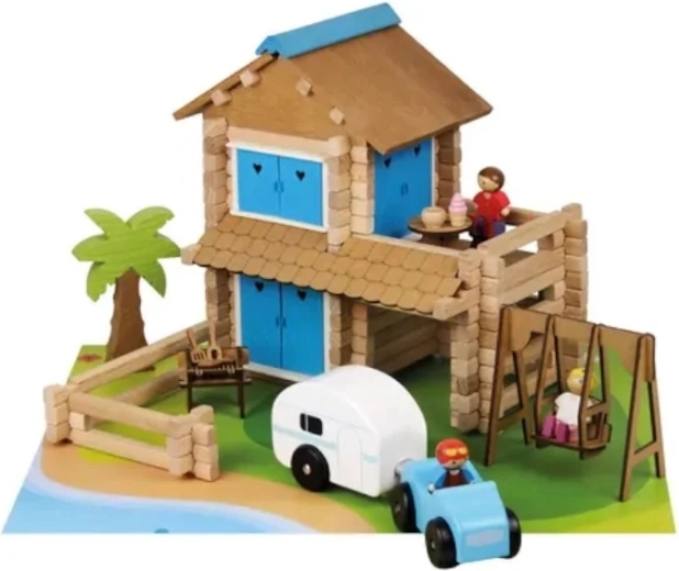 Jeujura houten bouwset vakantiehuis (185 onderdelen)