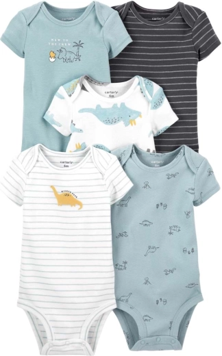 Carter's jongensrompers met korte mouwen Blue Dino, 5 stuks