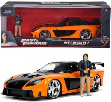 Snel en Furious modelauto 1997 Mazda RX-7 met figuur Han Lue