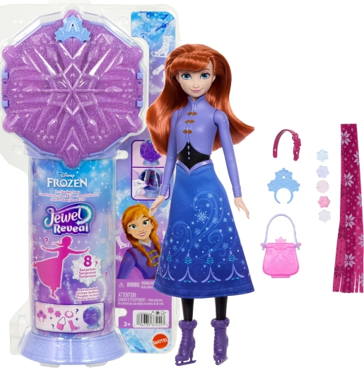Mattel Disney Frozen Jewel Reveal pop Anna op schaatsen met accessoires
