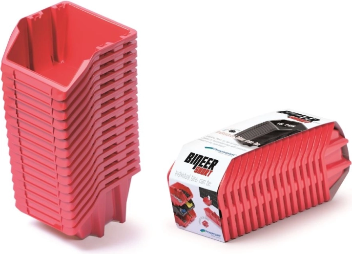 Set van 16 opbergboxen BINEER Short 234 × 77 × 92 mm – rood