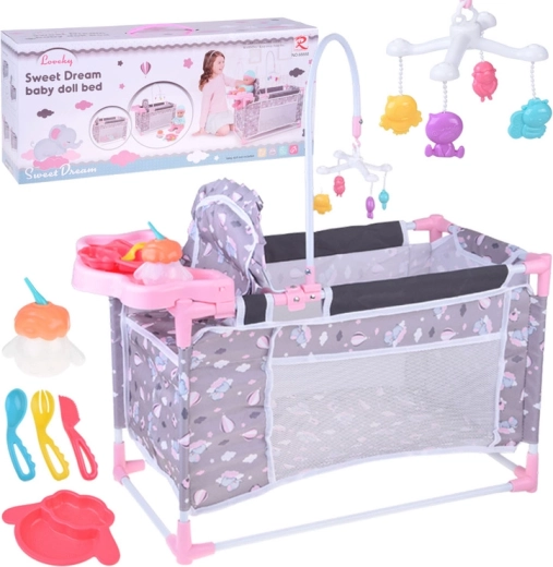 Kinderpoppen set 2-in-1 ledikant en kinderstoel Sweet Dream