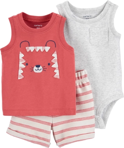 Carter's 3-delige set voor jongens Red Tiger (mouwloze romper, hemdje en short) 3 m