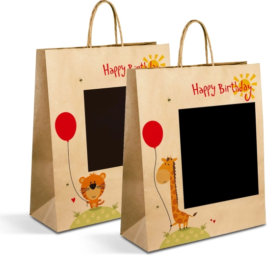 Papieren kraft-cadeautas voor een fles 26,5 × 12,7 × 33 cm - 1 stuk