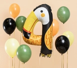 Folie verjaardagsballon cijfer 4 toekan 47 × 80 cm