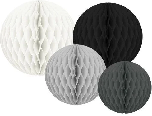 JaBaDaBaDo papieren honeycomb decoraties zwarte mix (4 stuks)