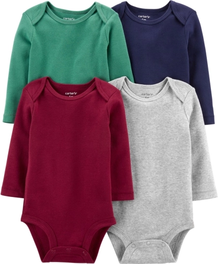Carter's jongens babyrompers met lange mouwen multicolor 4 stuks, maat 56 (NB)