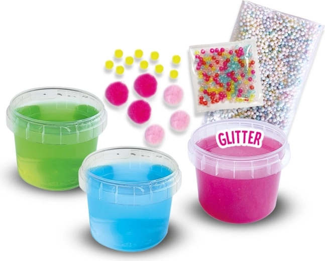 Drie slimekleuren om te mengen