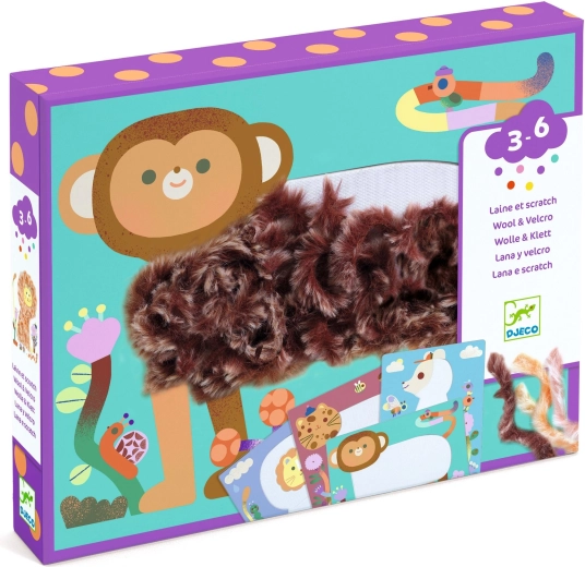 Creatieve set Djeco Wool & Velcro – harige vriendjes