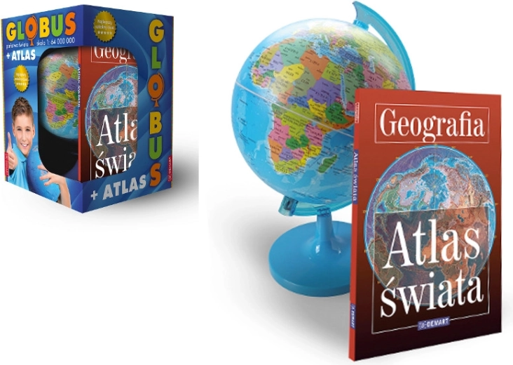 Politieke globe met wereldatlas