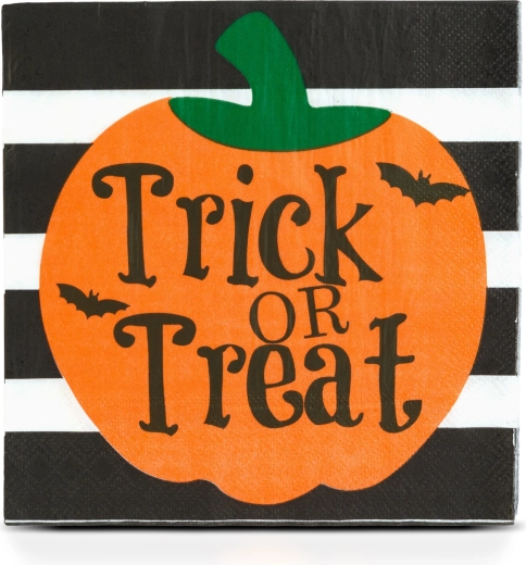 Halloween papieren servetten met pompoen, 33 × 33 cm, 16 stuks