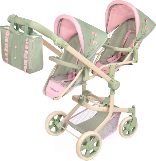 Opvouwbare tweelingpoppenwagen DeCuevas Botanic 2026 met tas, hoogte 91 cm