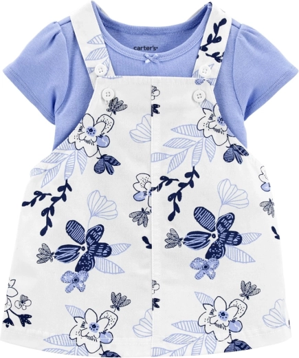 Carter’s 2-delige babyset: romper met korte mouwen en breteljurkje blue floral