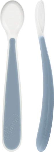 Chicco siliconen lepel Soft blauw 2 stuks, 6m+