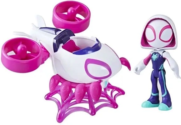 Wit-roze voertuig met spinnenwebmotief