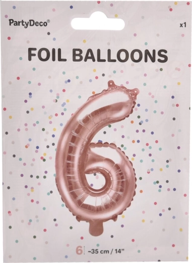 Folieballon cijfer 6 parelroze 35 cm