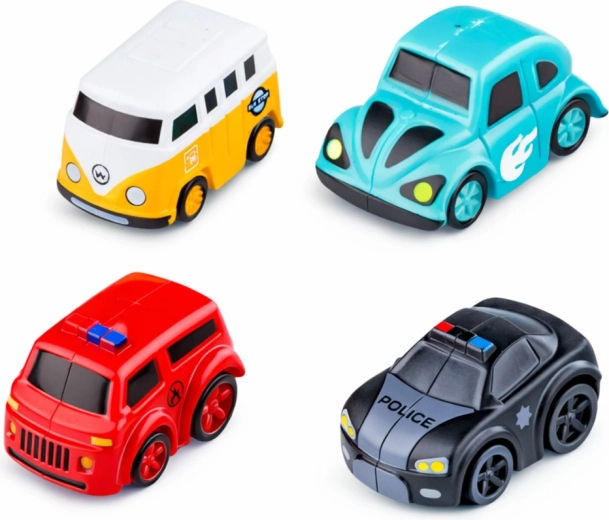 4 autootjes en een helikopter in de set